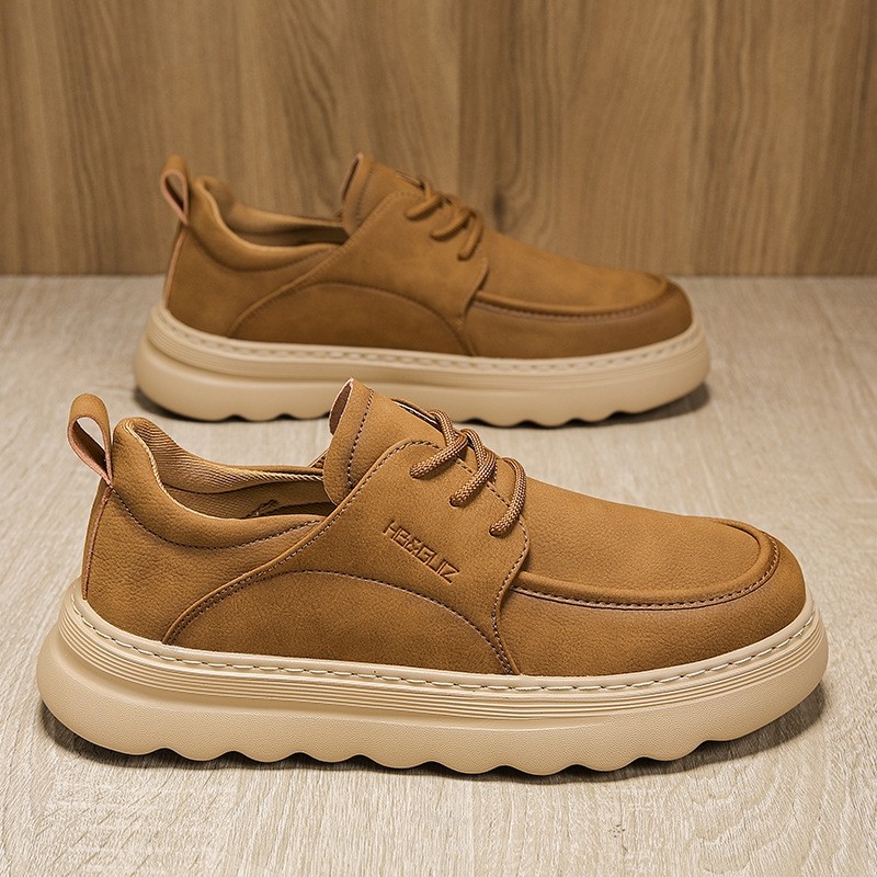 2026新款厚底青年男士休闲鞋秋冬季皮面复古板鞋潮流韩版时尚男鞋,流行男鞋,时尚休闲鞋,淘宝优惠券,粉丝福利购,淘宝优惠卷