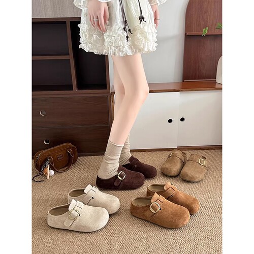 复古棕色厚底博肯半拖勃肯鞋女2026新款春季外穿增高包头凉拖鞋子