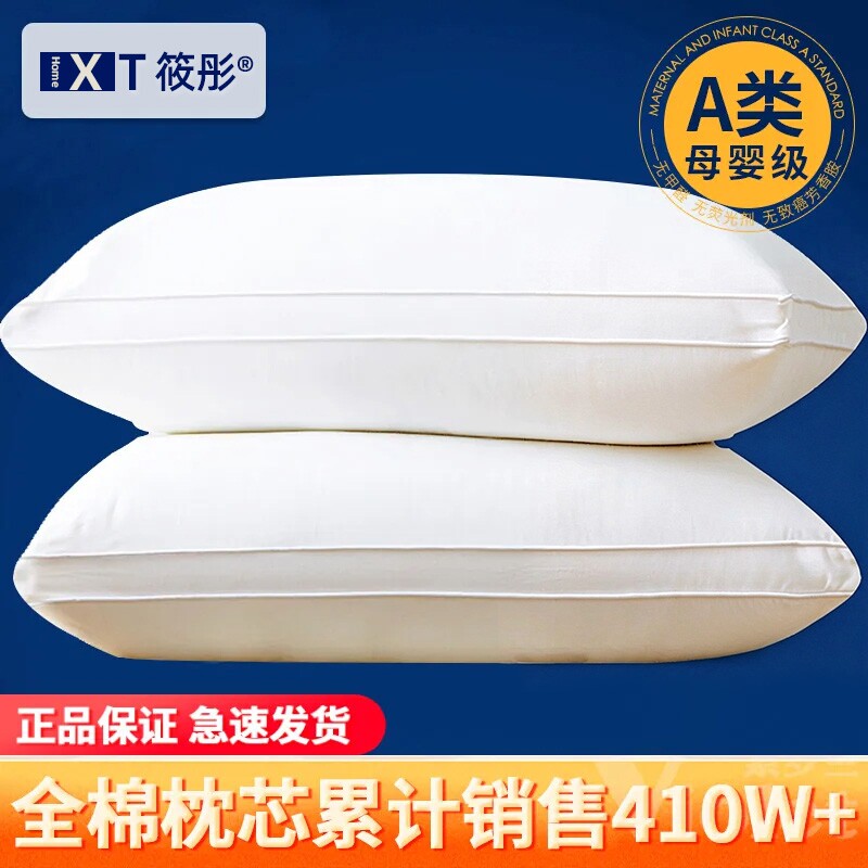 全棉羽丝绒枕头枕芯一对装秋冬保暖护颈椎助睡眠可水洗酒店家用