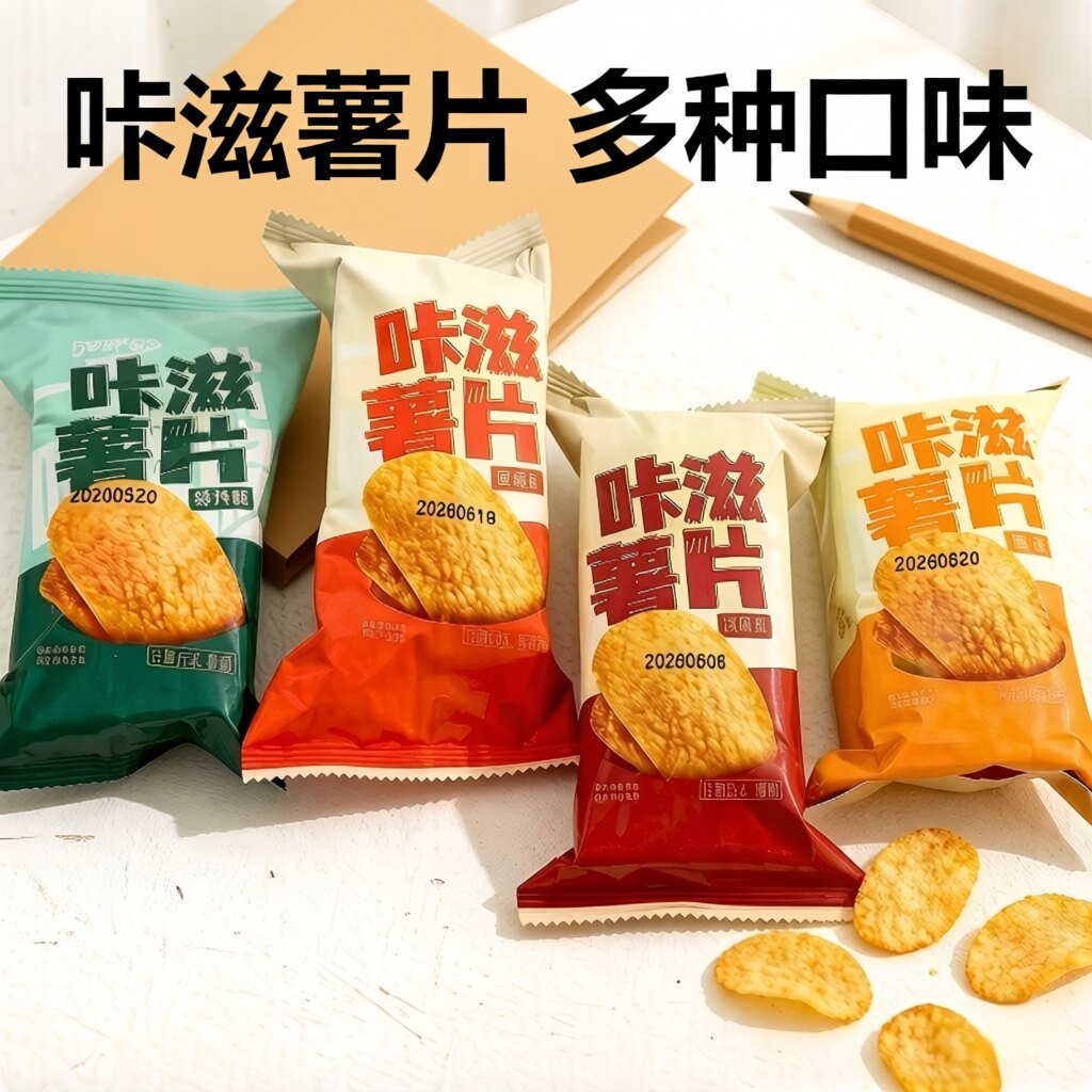 咔滋薯片小包装膨化原味休闲香辣味小零食土豆脆片薯条办公室怀旧