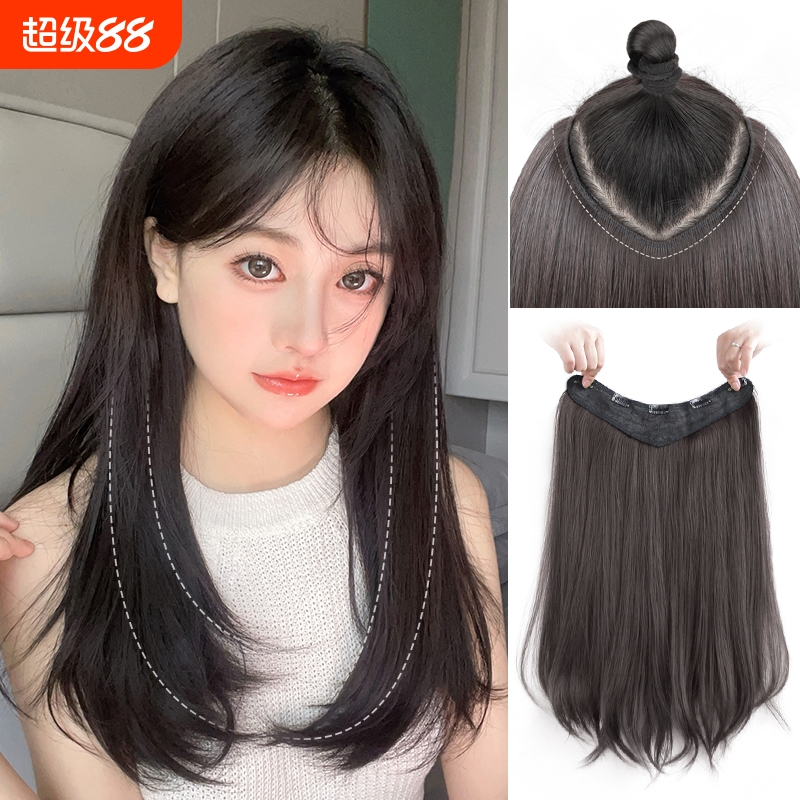 假发片一片式u型微卷假发女长发中长发直发量接发片贴片真发头发