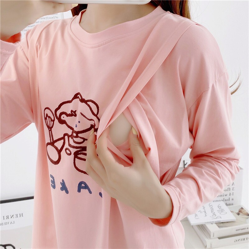 孕妇装哺乳衣服秋冬季产后外穿长袖T恤时尚喂奶衣外出春秋款上衣