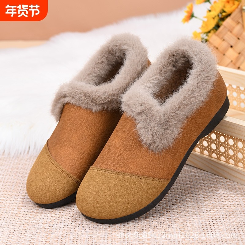 老北京冬季新款休闲时尚拼色女棉鞋一脚蹬加绒豆豆鞋防寒保暖棉鞋,女鞋,棉鞋,淘宝优惠券,粉丝福利购,淘宝优惠卷
