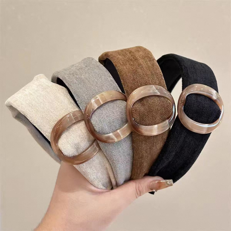 韩国博主同款美拉德系复古木纹马蹄扣高级感法式头箍女