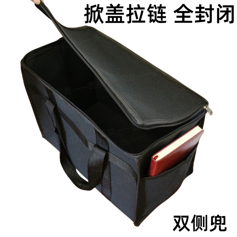 特厚帆布包掀盖式全封闭拉链盖大容量手提工具包旅行收纳包侧兜包图片