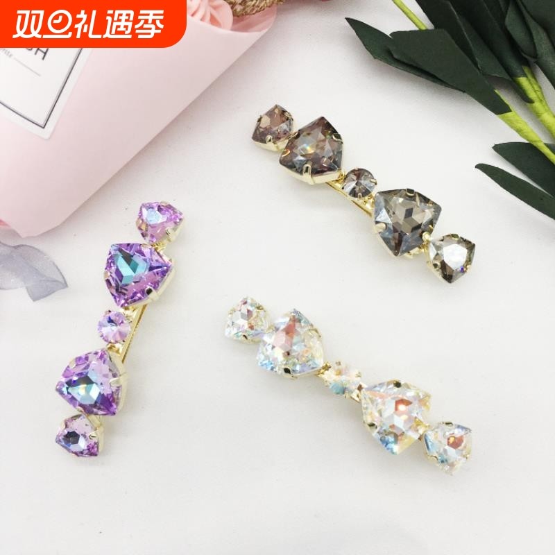 气质款双领结K9水晶合金弹簧夹新款女士可爱发夹顶夹批发发卡头饰