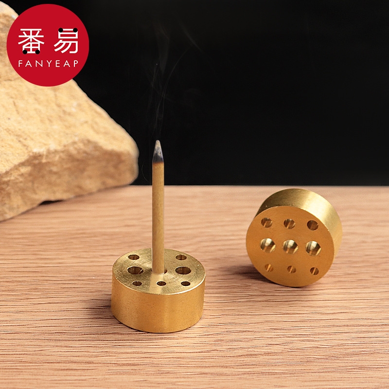 香插AB1sl001-香座简单九孔插禅意线香托迷你香炉圆柱款香插家用