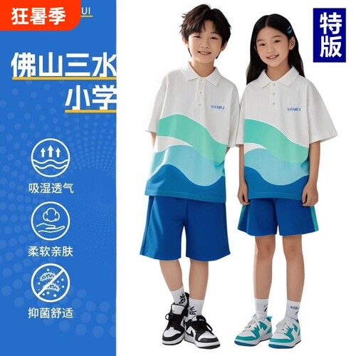 特版索罗娜佛山三水区统一校服小学生夏装运动短袖短裤薄长裤新款