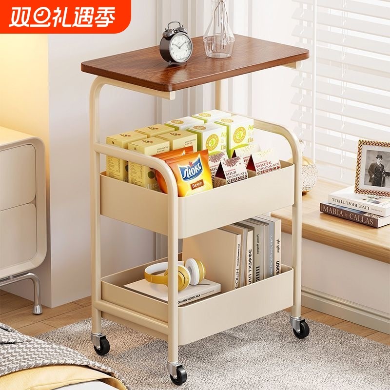 可移动小推车收纳置物架床头柜客厅沙发边几茶几零食收纳架子多层