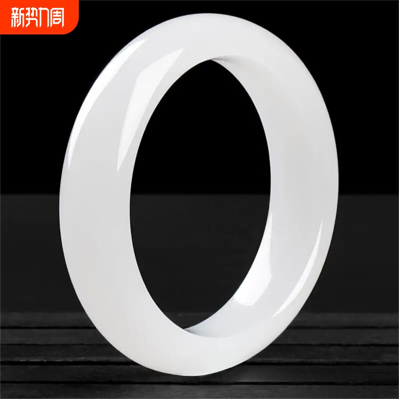 新疆和田金丝玉旺夫真玉手镯女款天然正品玉石羊脂白级少女玉镯子