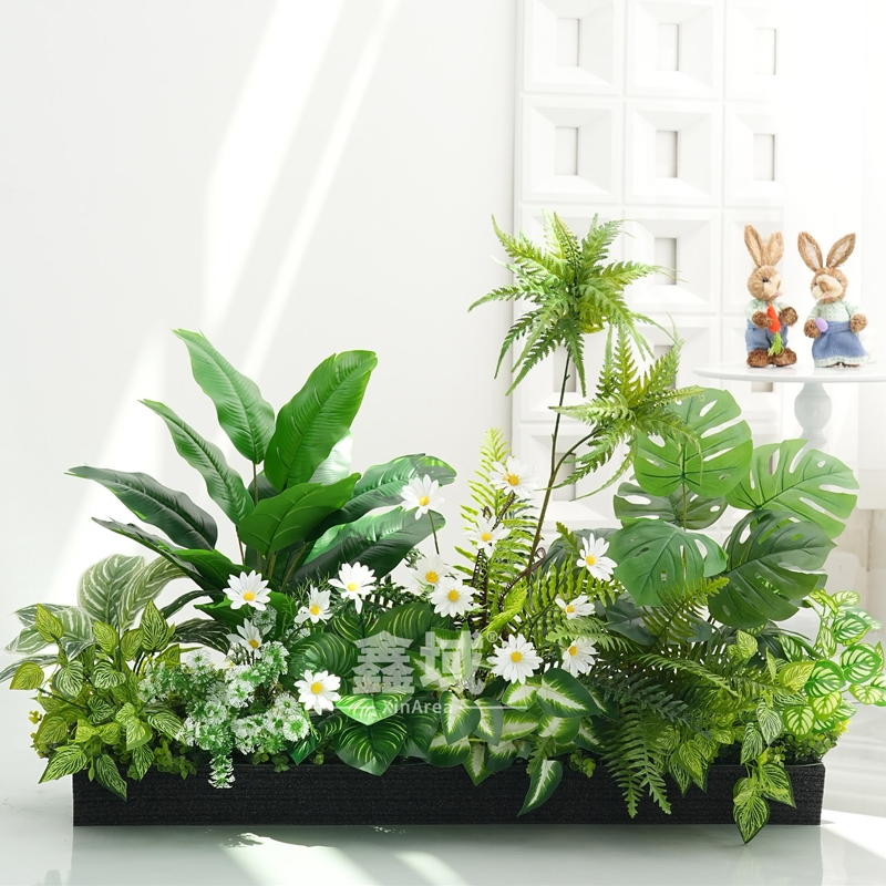 花箱仿真绿植组合装饰塑料假花隔断花槽植物摆设仿生景观栅栏布置