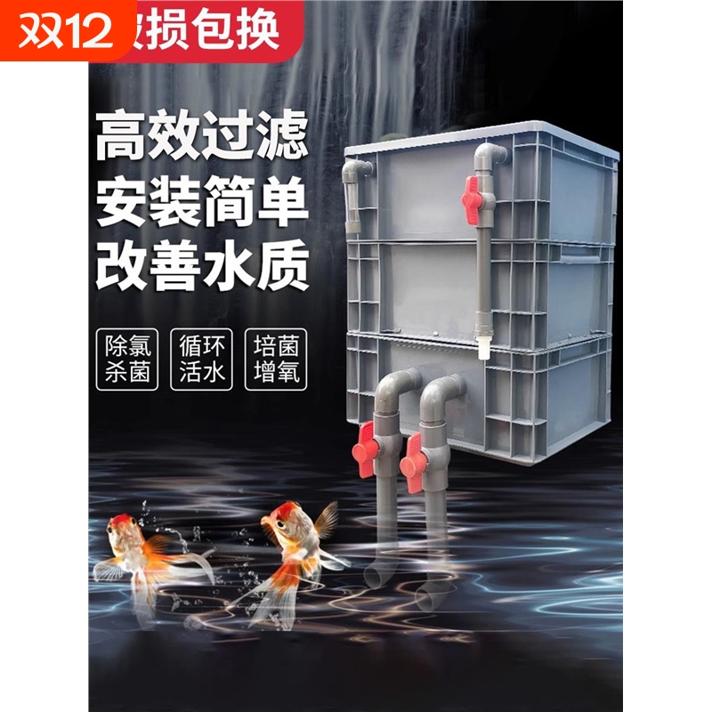 鱼缸过滤器周转箱过滤盒三合一水循环过滤系统自制 diy上置滴流盒