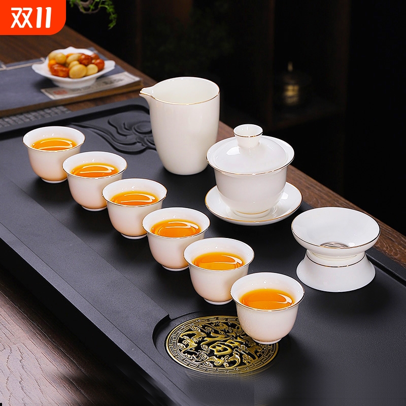 羊脂玉白瓷茶具套装高档轻奢功夫
