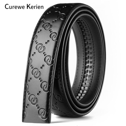 curewekerien真皮无头皮带男士自动扣纯牛皮带不带头腰带鳄鱼纹