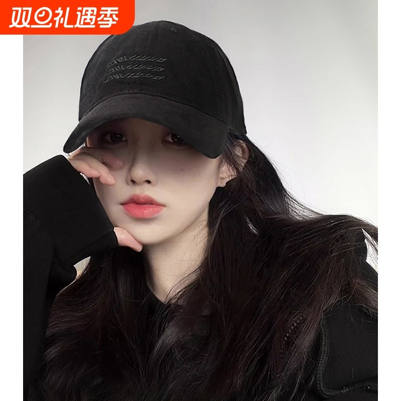 棒球帽女2025新款磨毛防晒鸭舌帽大头围帽子女脸小白色咖啡色灰色