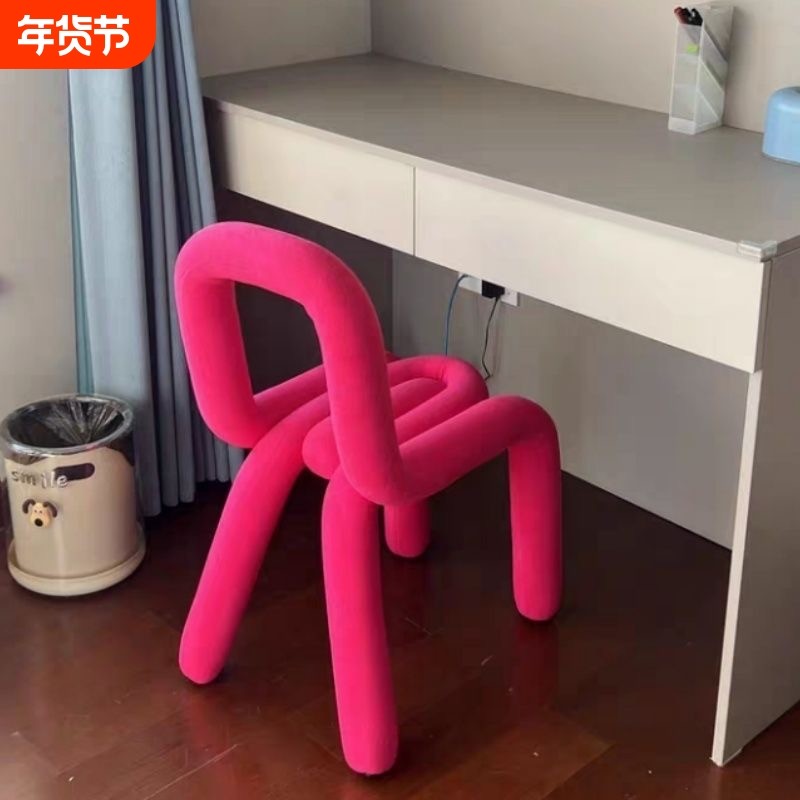 网红女生主卧室化妆凳轻奢高级感梳妆椅异形椅子红色客厅设计师,住宅家具,梳妆凳,淘宝优惠券,粉丝福利购,淘宝优惠卷