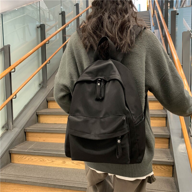 ins风森系bf简约大容量韩版女大学生双肩包时尚尼龙背包高中书包