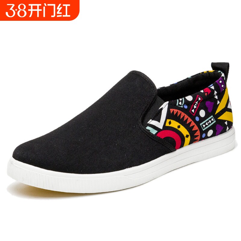 百搭帆布鞋男鞋夏季透气一脚蹬潮鞋板鞋男士老北京布鞋子休闲懒人