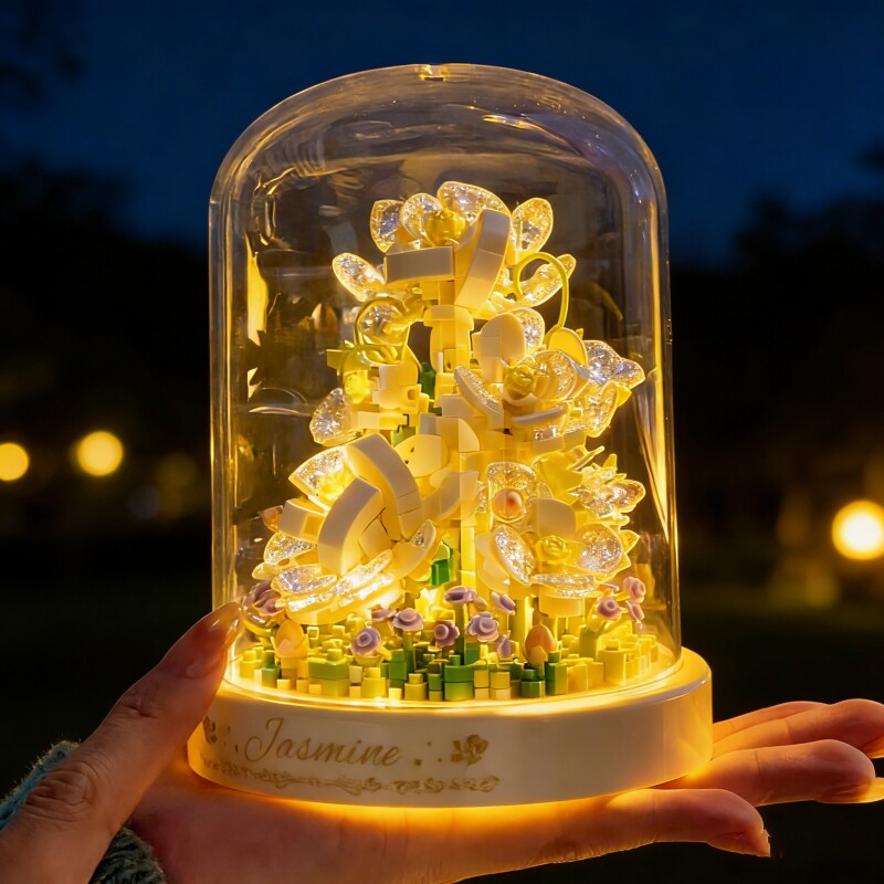 永生玫瑰花束积木拼装向日葵鲜花盆栽玩具女孩系列情人节新年礼物