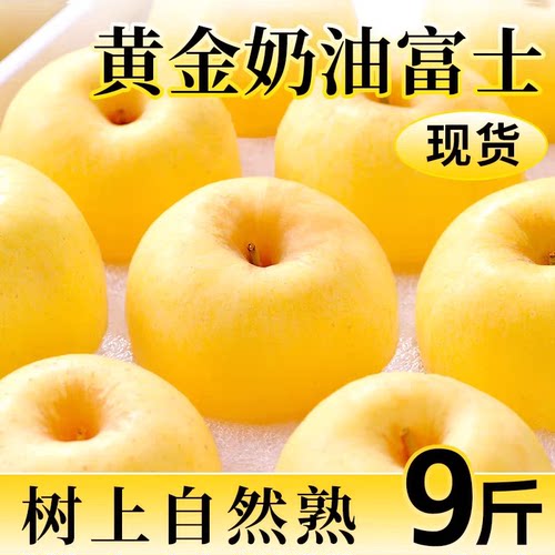 正宗奶油富士苹果10斤新鲜水果粉面黄金黄香蕉粉面脆甜品种黄苹果