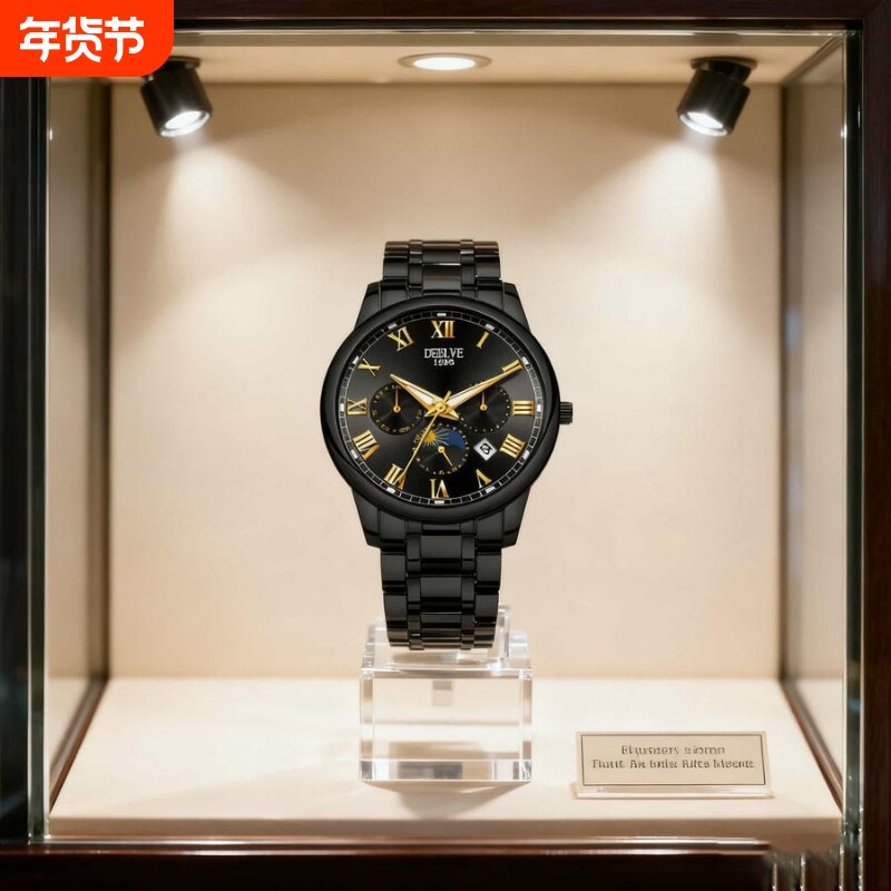 手表男款防水高级感全自动男表数字双日历防水腕表男机械风全自动
