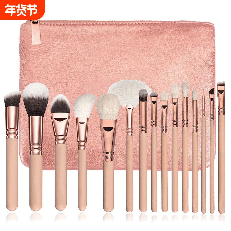 跨境供应现货zoeva15支棕色化妆刷套装8支12支玫瑰金彩妆化
