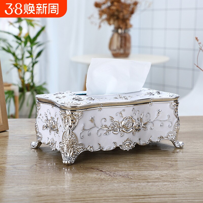 家居客厅摆件用品欧式风格塑料纸巾盒家用客厅纸盒创意摆件纸抽盒