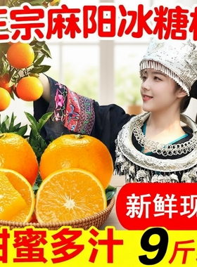 一级正宗湖南麻阳冰糖橙9斤包邮新鲜水果橙子当季整箱柑手剥甜橙