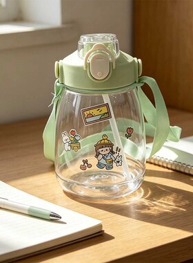 新款夏季儿童吸管直饮水杯大肚杯子便携大容量学生塑料杯礼品