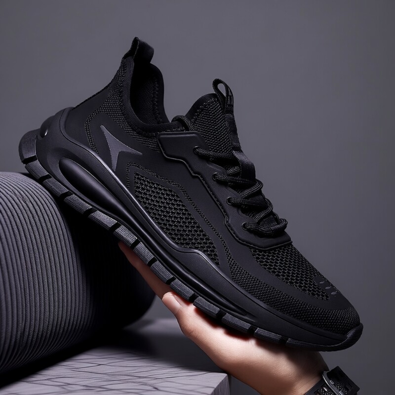 鞋子男鞋运动鞋工作鞋夏季透气男网面鞋男士休闲劳保黑色防滑飞织