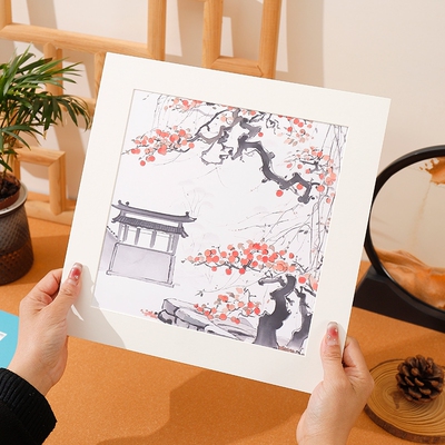 小正方形卡纸画框10x10装裱剪纸框作品框纸相框周年字画国画高清