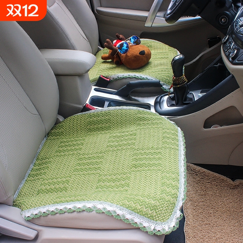 新款单片汽车四季坐垫无靠背三件套座垫通用时尚轿车亚麻汽车坐垫