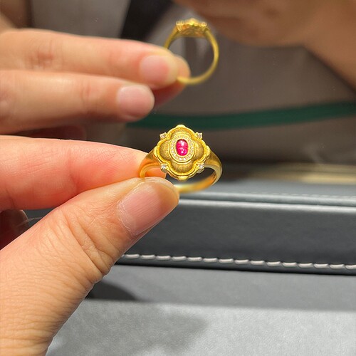 新中式复古风宫廷鎏金花丝戒指