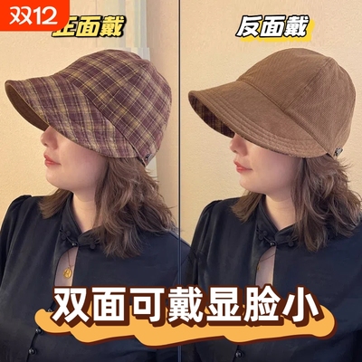 新款渔夫鸭舌帽女春秋显脸小