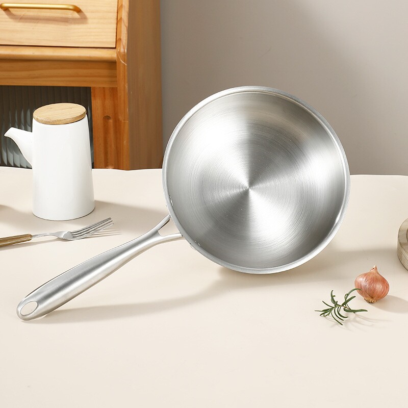 跨境单层、三层钢煎盘商用家用加厚不锈钢煎锅煎盘无涂层炒锅平底