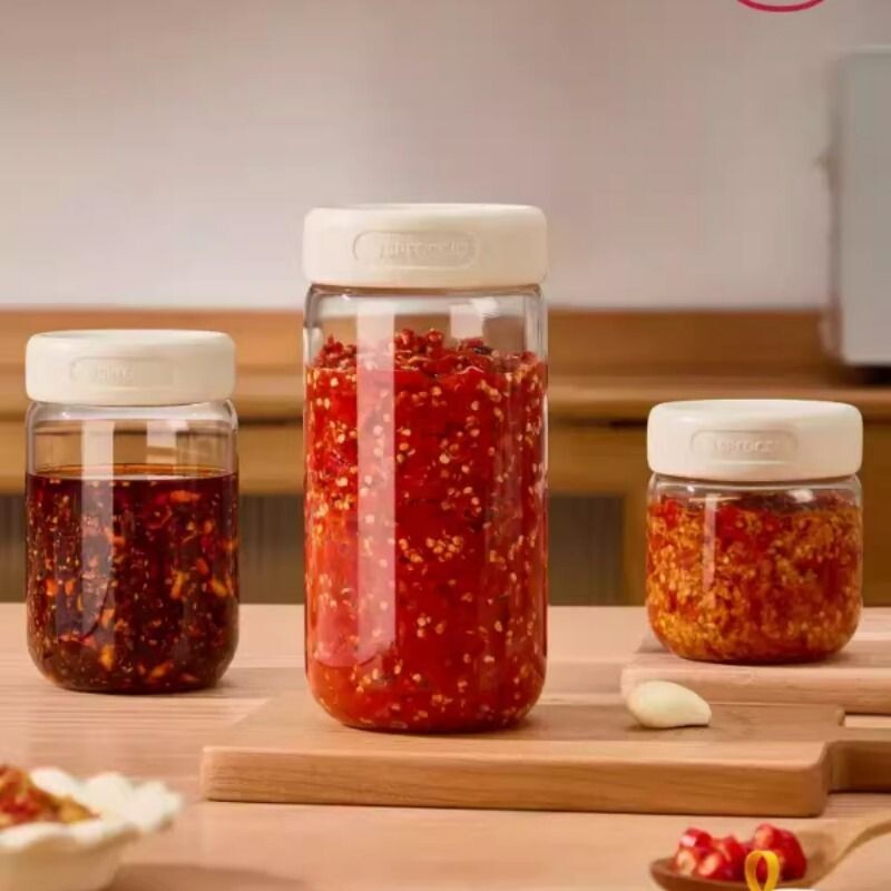 辣椒酱专用罐高硼硅玻璃装蒜蓉酱的罐子密封油罐空瓶子分装瓶冰箱