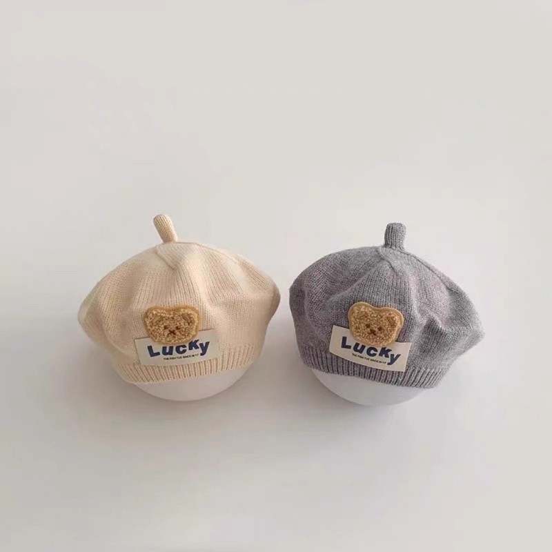 婴儿帽子秋冬款贝雷帽宝宝毛线帽可爱超萌男女宝秋季婴幼儿针织帽