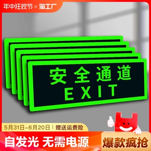 安全出口指示牌墙贴地贴疏散标志消防标识标牌电警示提示贴纸小心地滑自发光编号楼梯地面台阶夜光碰头禁止