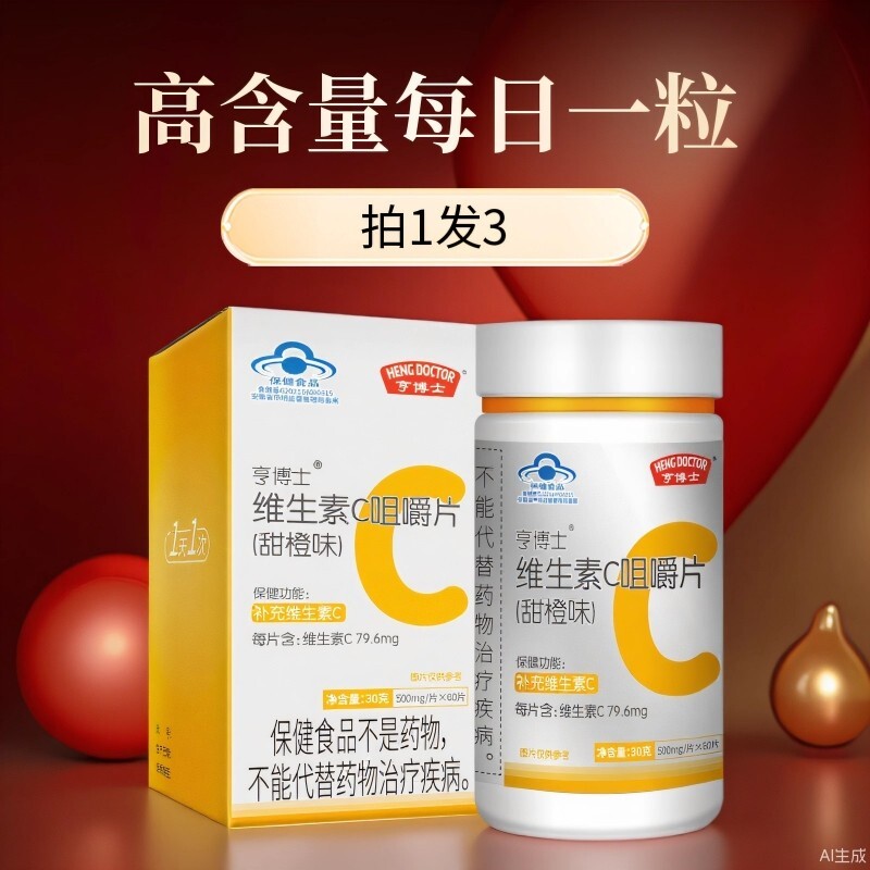 亨博士天然维生素C咀嚼片VC片维C维生素保健品正品官方旗舰店基础