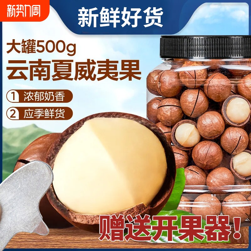 云南夏威夷果原味无添加500g坚果干果零食批发果仁新鲜健康大颗粒