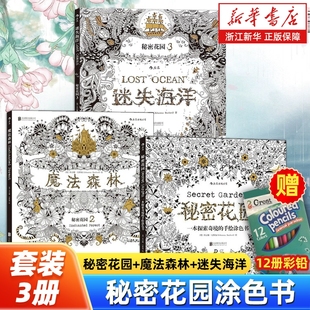 奇幻梦境 任选 魔法森林 探索奇境 正版 3册 涂鸦画册减压填色绘本 秘密花园涂色书套装 包邮 秘密花园 手绘涂色书 迷失海洋