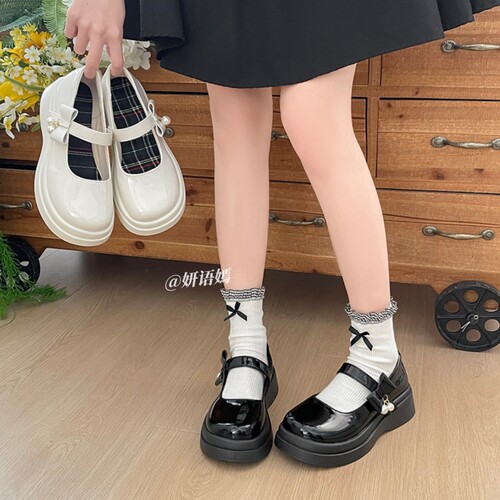 意尔康心选厚底玛丽珍鞋女2026春季新款蝴蝶结少女学院风日式配裙