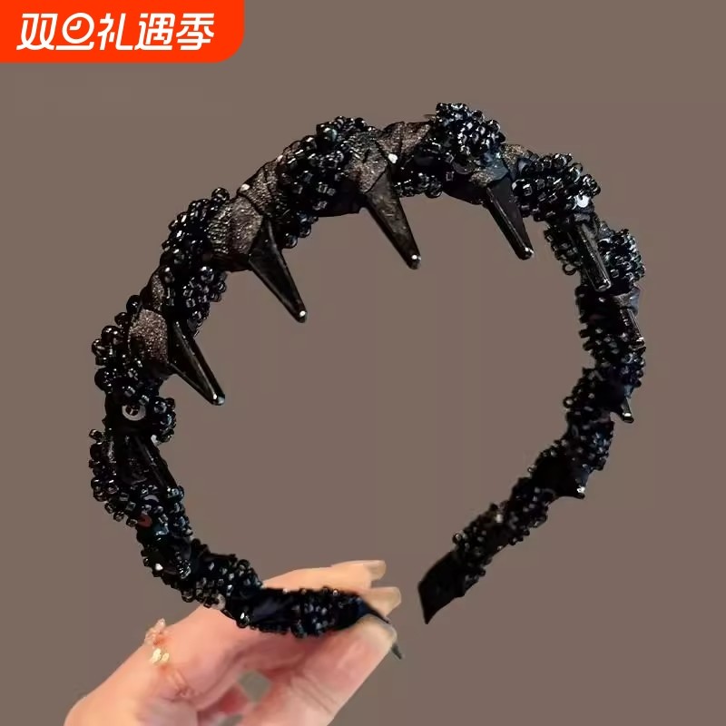 铂思亚复古宽发箍巴黎轻奢压发头箍气质小香风手工串珠发捆头饰