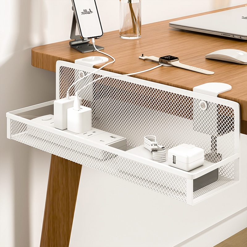 桌下理线架电脑桌底插排固定