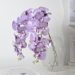 仿真绢布手感9头蝴蝶兰仿真花兰花 婚庆家居装饰假花人造盆景批发