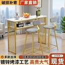 靠墙吧台桌家用客厅隔断阳台长条桌高脚桌咖啡桌轻奢吧台桌椅实木