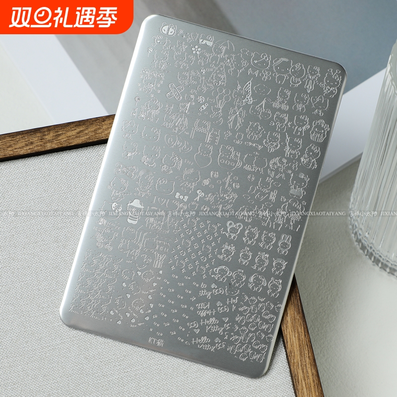 美甲印花钢板蝴蝶结蕾丝转印蝴蝶模板法式印章工具格纹花纹圣诞