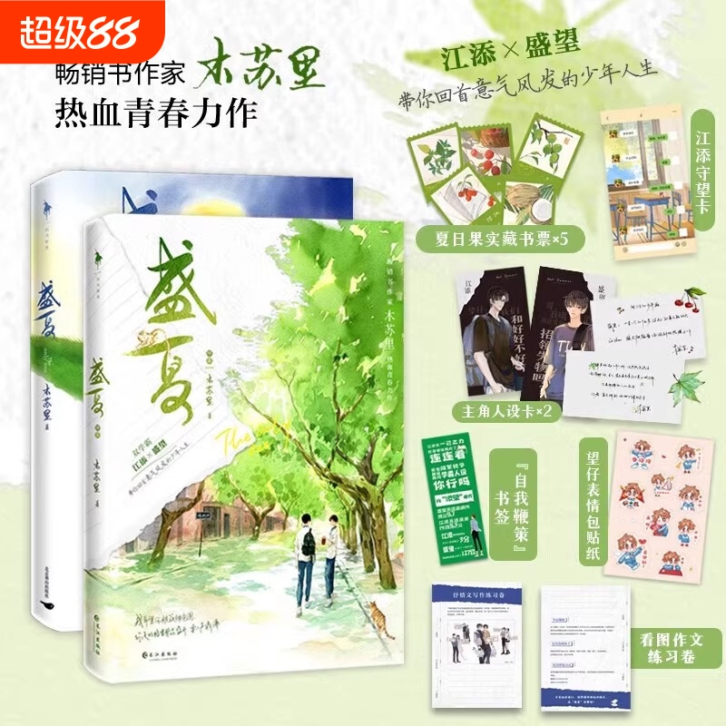 盛夏全2册木苏里热血青春力作实体书双学霸江添盛望双男主原名某某现代青春文学小说晋江高人气原创作品