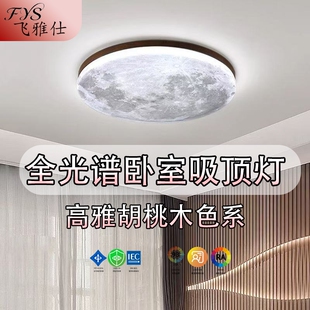 中古风客厅灯具卧室阳台民宿儿童吸顶灯复古原木书房月球轻奢暖光