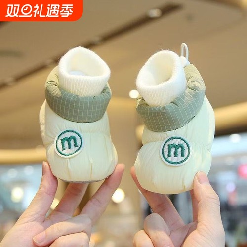 冬季婴儿鞋0到1岁男女宝宝软底学步3-6-9个月加绒防滑新生儿脚套